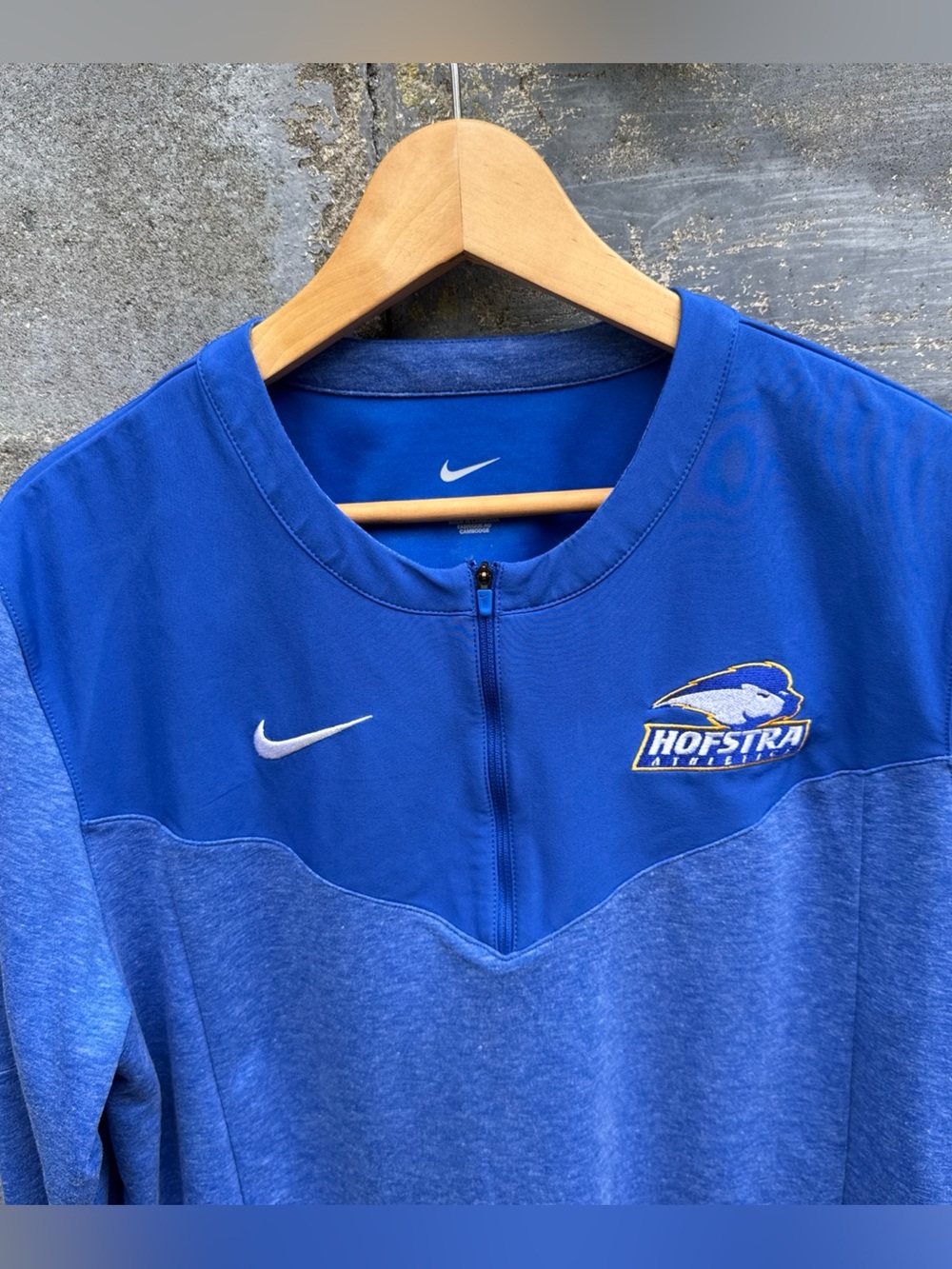 Nike Hofstra Pride Hoodie Sweatshirt Mens Large Blue 1/4 Zip Pullover Football